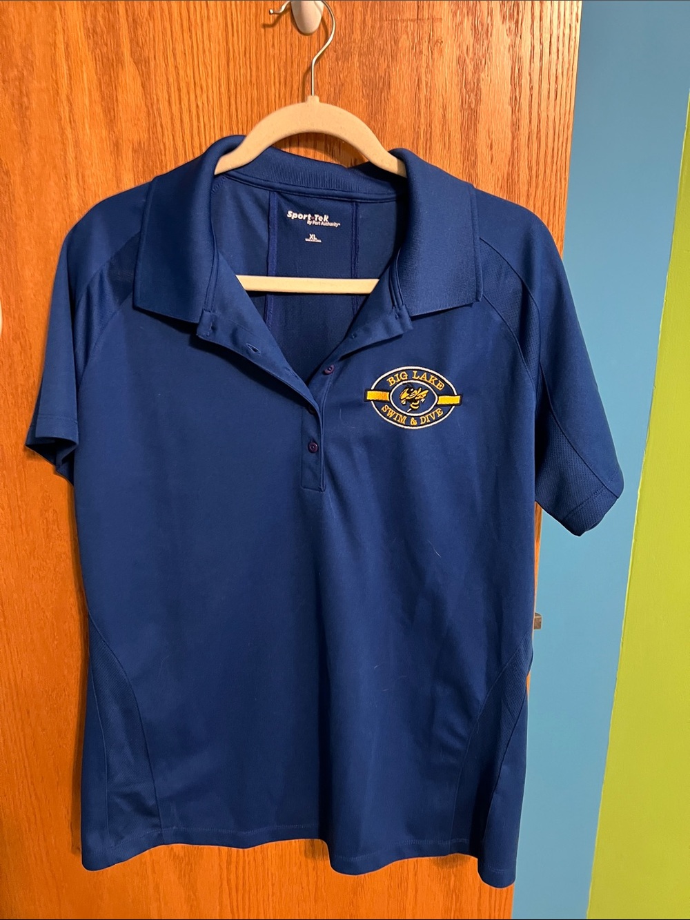 Sport-Tek Navy Blue Team Polo with Big Lake Swim & Dive Embroidery XL